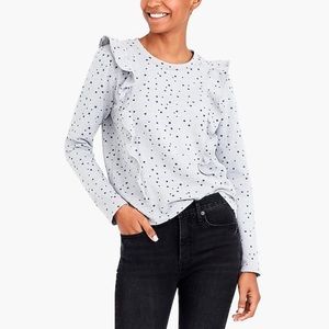 J.Crew Mercantile Star Print Ruffle Crew Neck Top